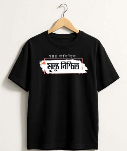 Bangla Calligraphy T-Shirt- Death is assured